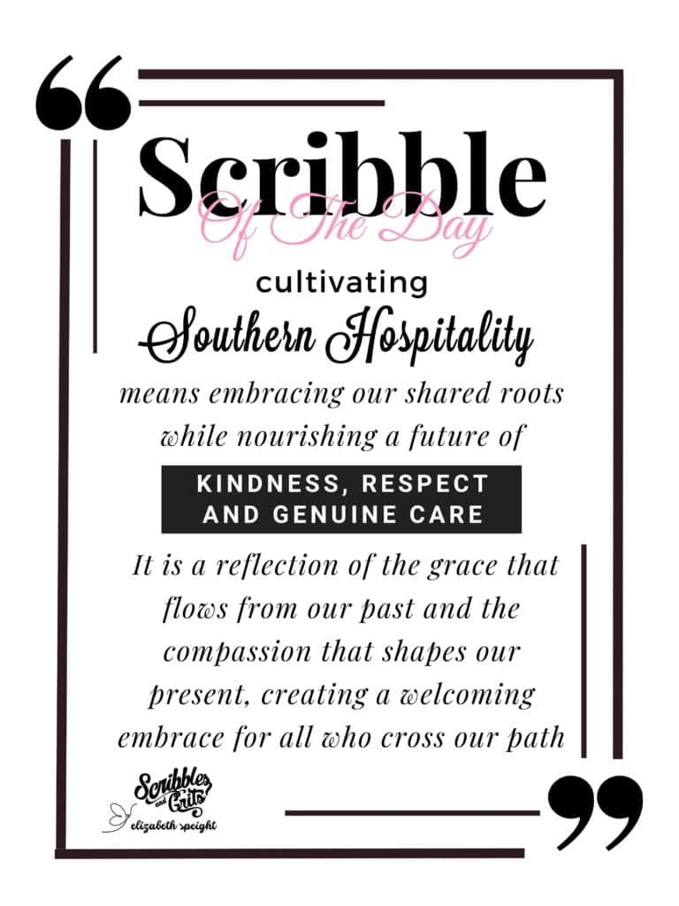 Quote from article about American Southern Hospitality in black and white text. 