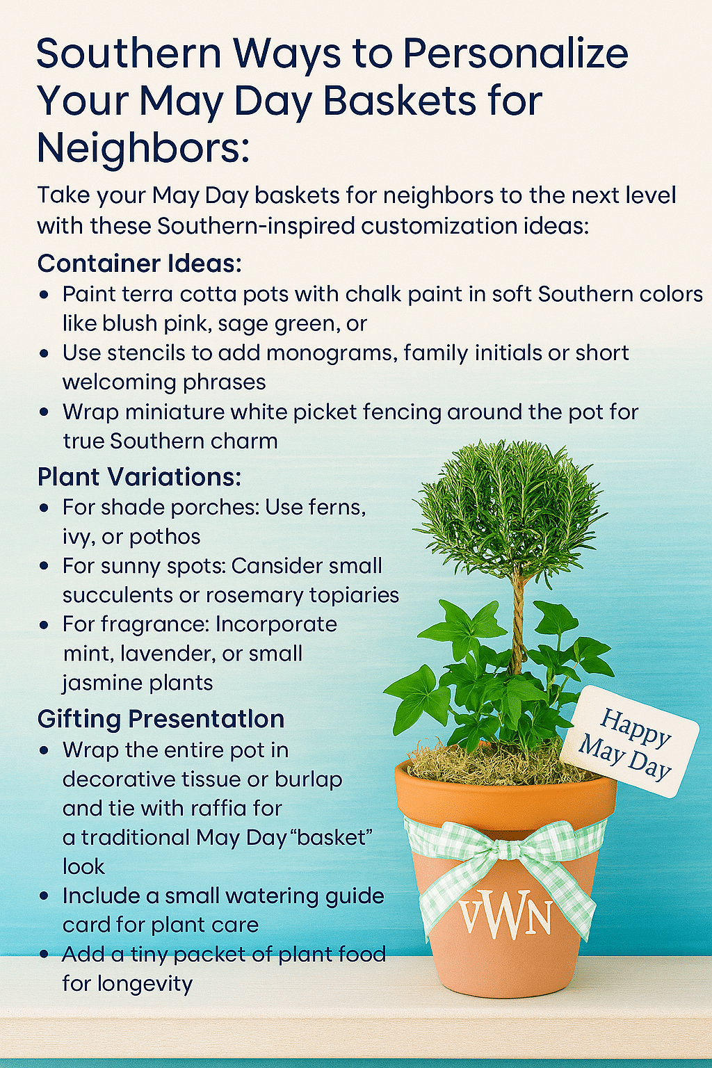 Personalization Ideas for DIY May Day Basket Mini Topiaries