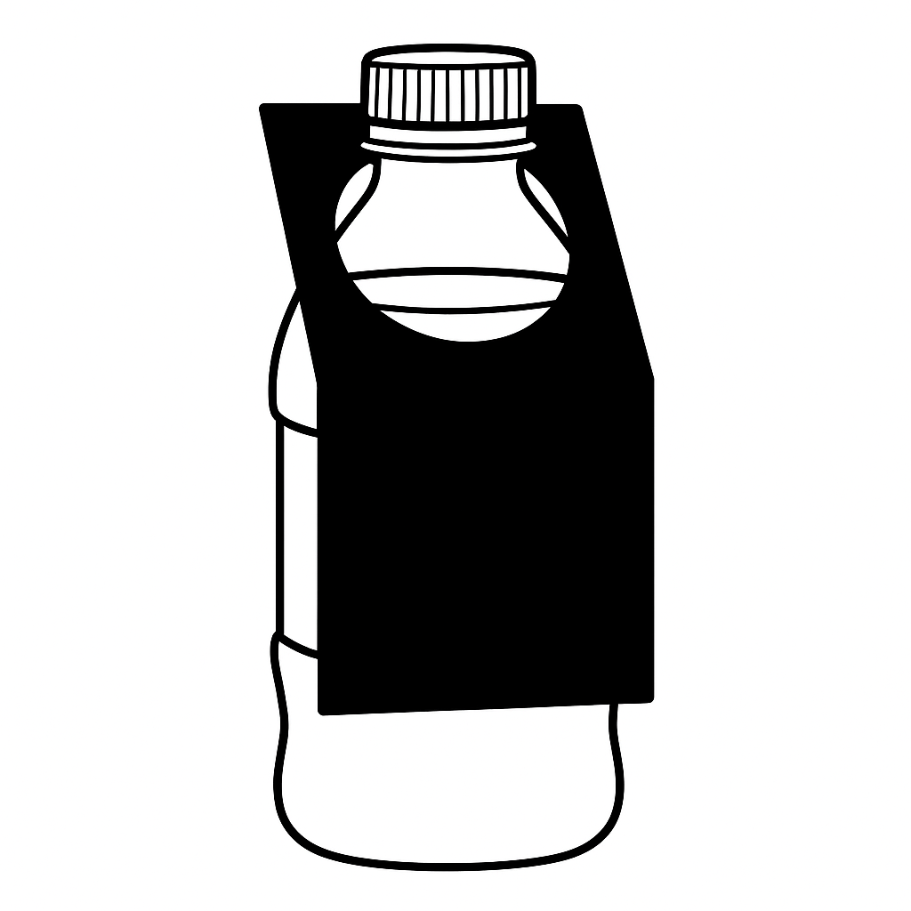 a black and white diagram of a bottle hang gift tag